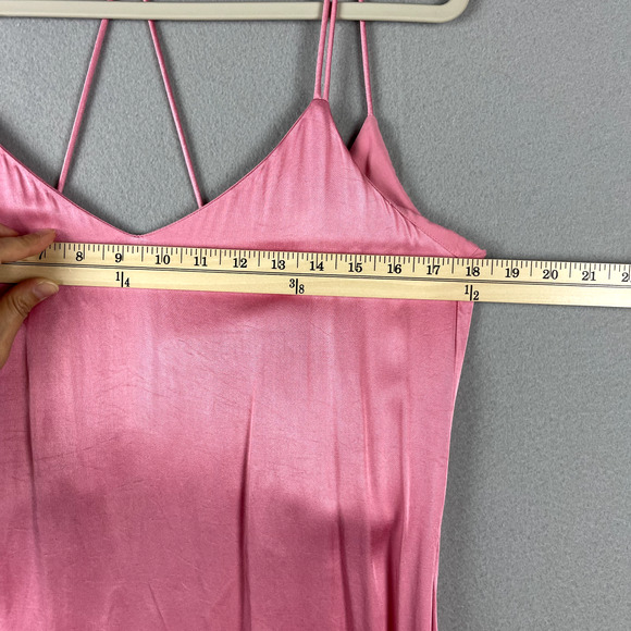 Zara Satin Slip Dress Womens Small Pink Asymmetrical Flowy Feminine Y2k - Picture 5 of 13